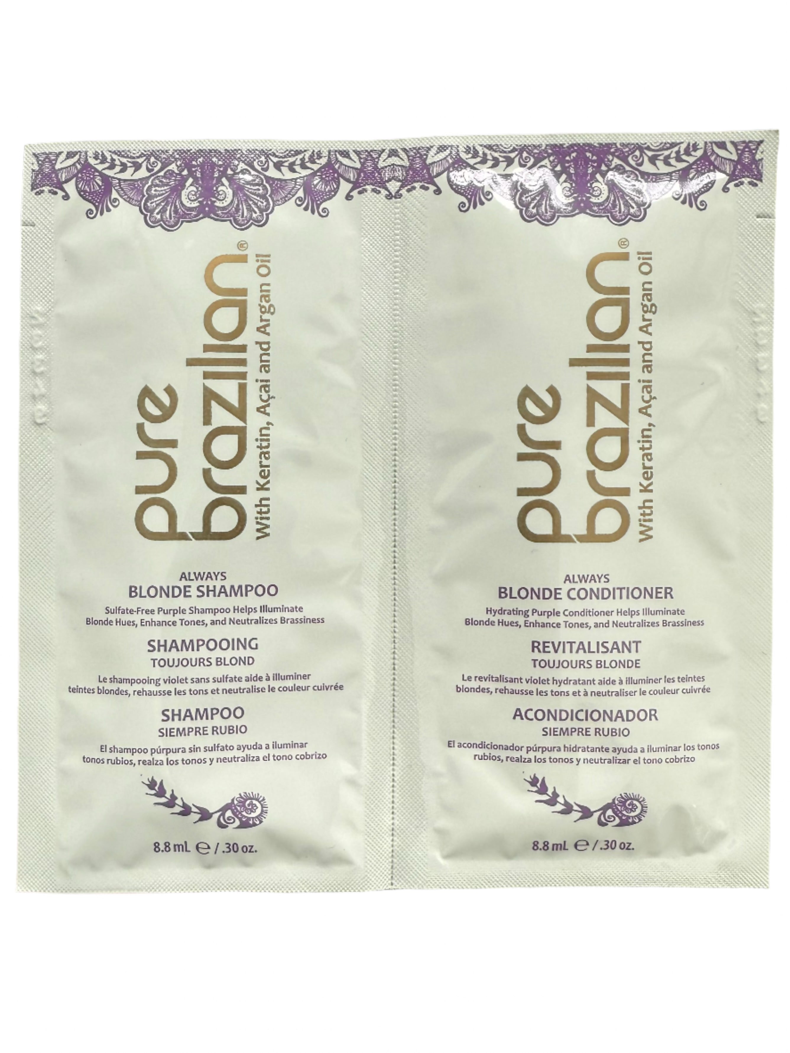 Pure Brazilian Always Blonde Shampoo & Conditioner Duo Sachet Duo 8.8ml (.30 oz.)