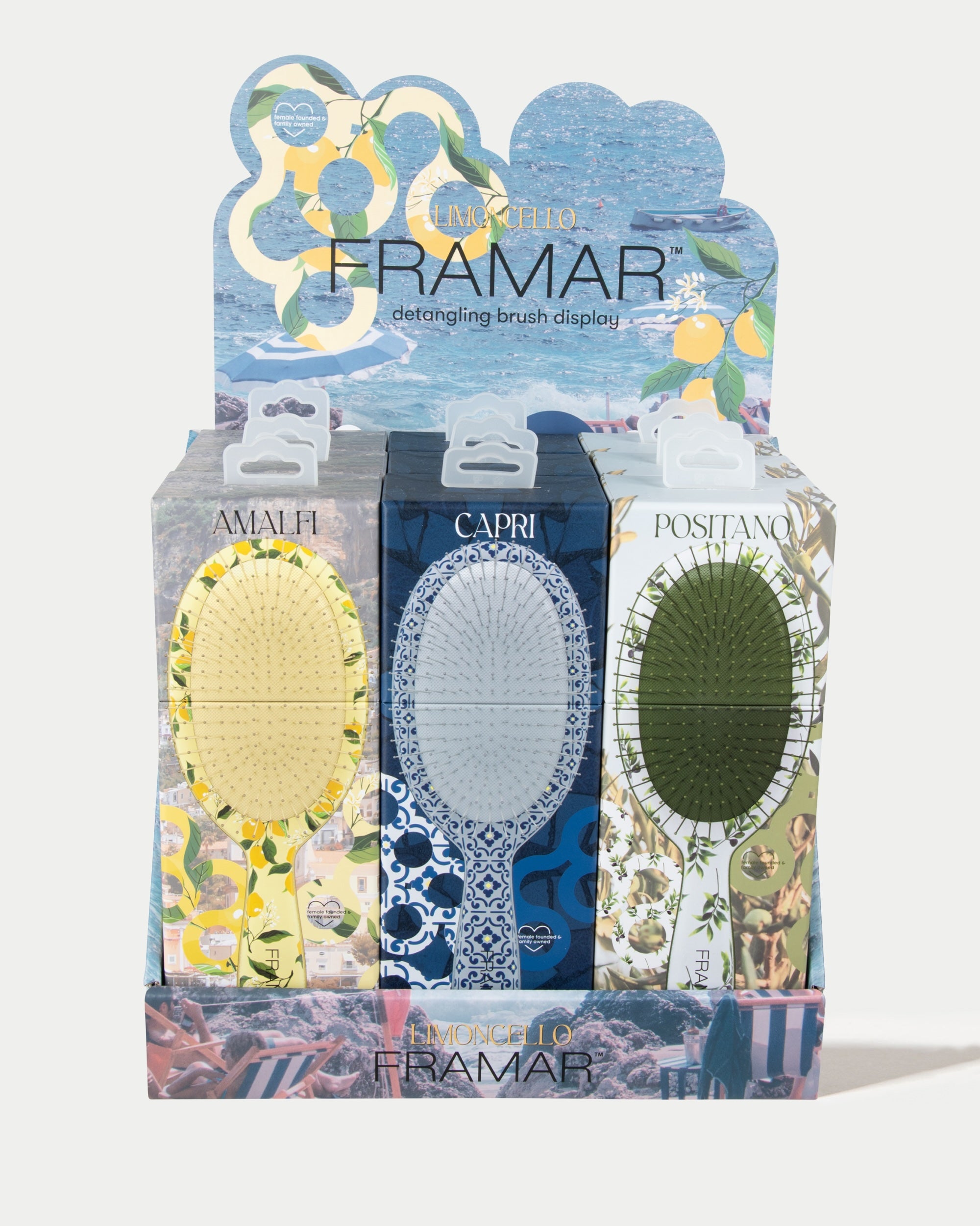 FRAMAR Limoncello Detangle Brush Display - 9PC