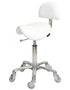 Stool - Saddle - With Back-Chrome Base - (White Upholstery)