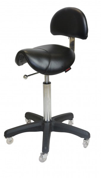 Stool - Saddle - With Back - All Black - (Black Upholstery)