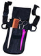 AMW Small Black Leather Pouch With 4 pockets, small zip compartment & clip-lock waist belt