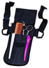 AMW Small Black Leather Pouch With 4 pockets, small zip compartment & clip-lock waist belt