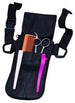 AMW Small Black Leather Pouch With 4 pockets, small zip compartment & clip-lock waist belt