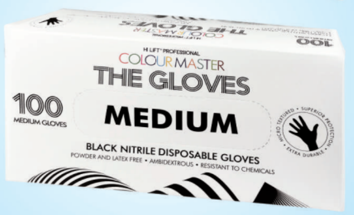 Hi Lift Colour Master Nitrile Disposable Black Gloves (100 pieces) Medium[OOS]