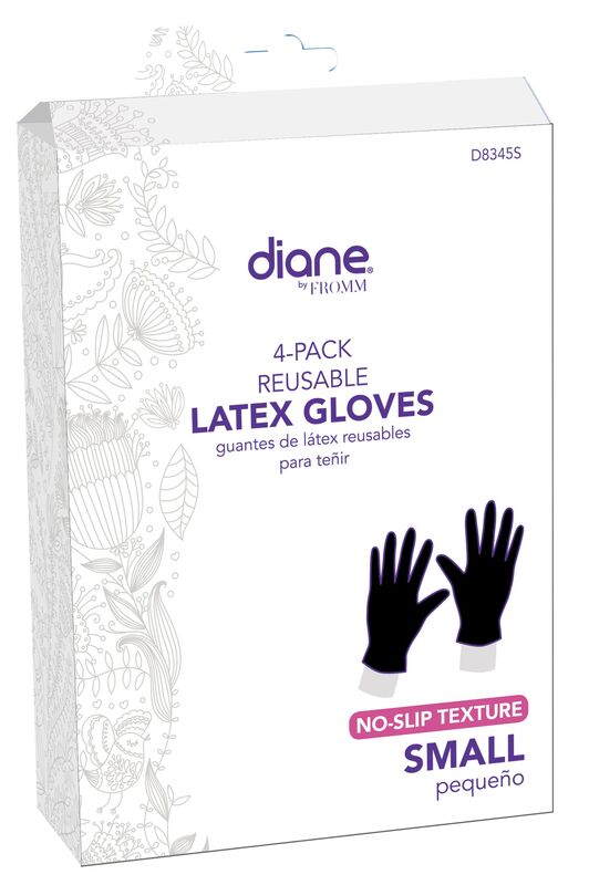 Diane Reusable Black Latex Gloves Medium 4pk