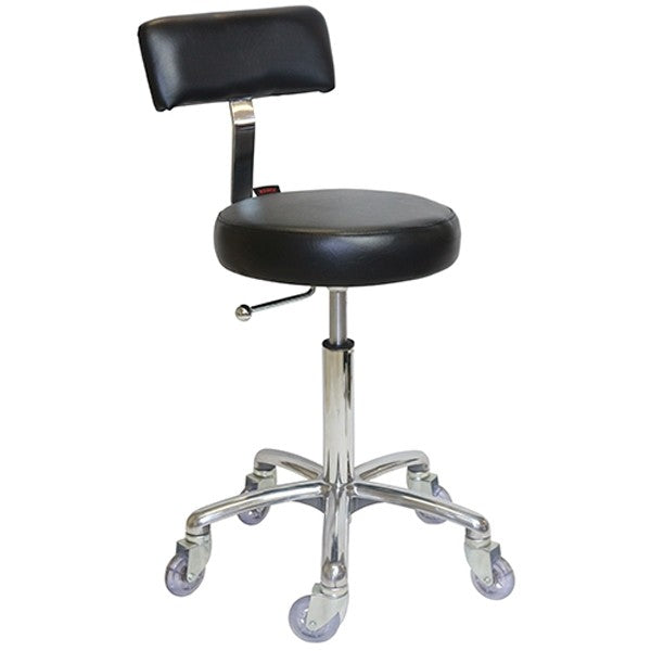 Stool - Sprint (with back) - Chrome - (Black Upholstery)