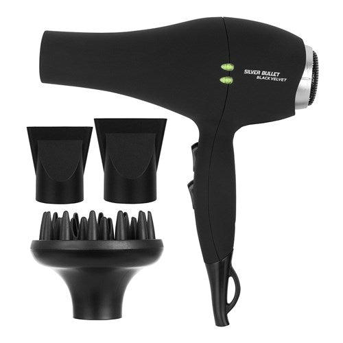 Silver Bullet Black Velvet Hair Dryer with Diffuser 2000W - Black