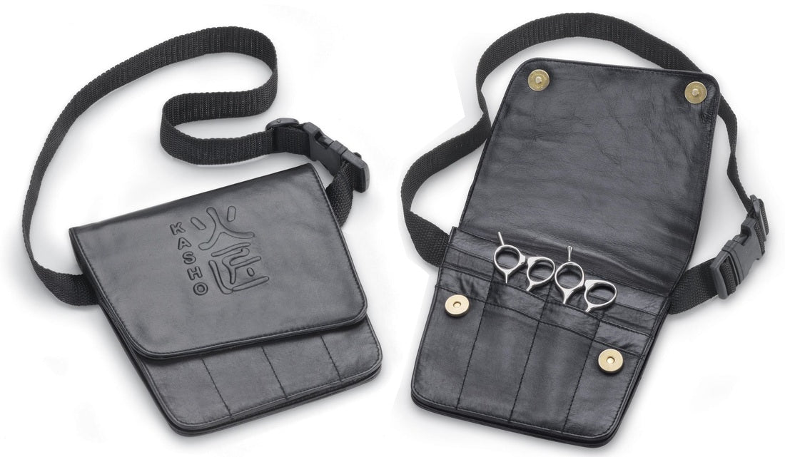 Kasho 12 Pocket Leather Scissor Pouch Large, Waist Belt (B)