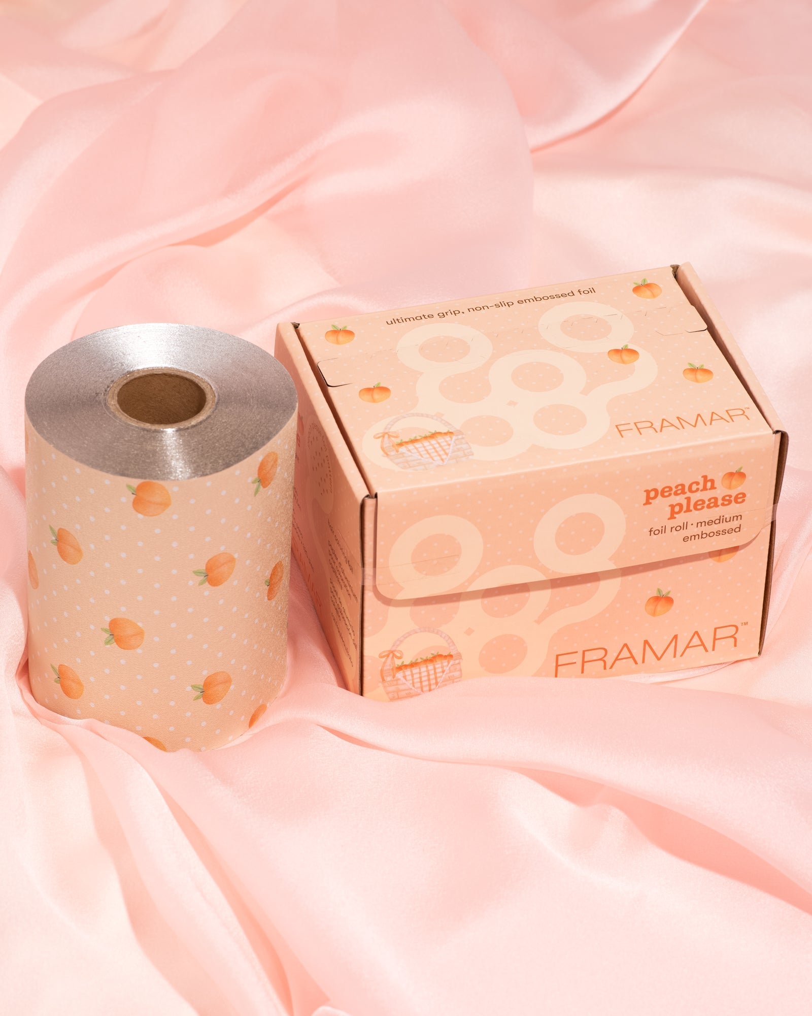 FRAMAR Peach Please Embossed Roll -12.7cm x 97.5mtr