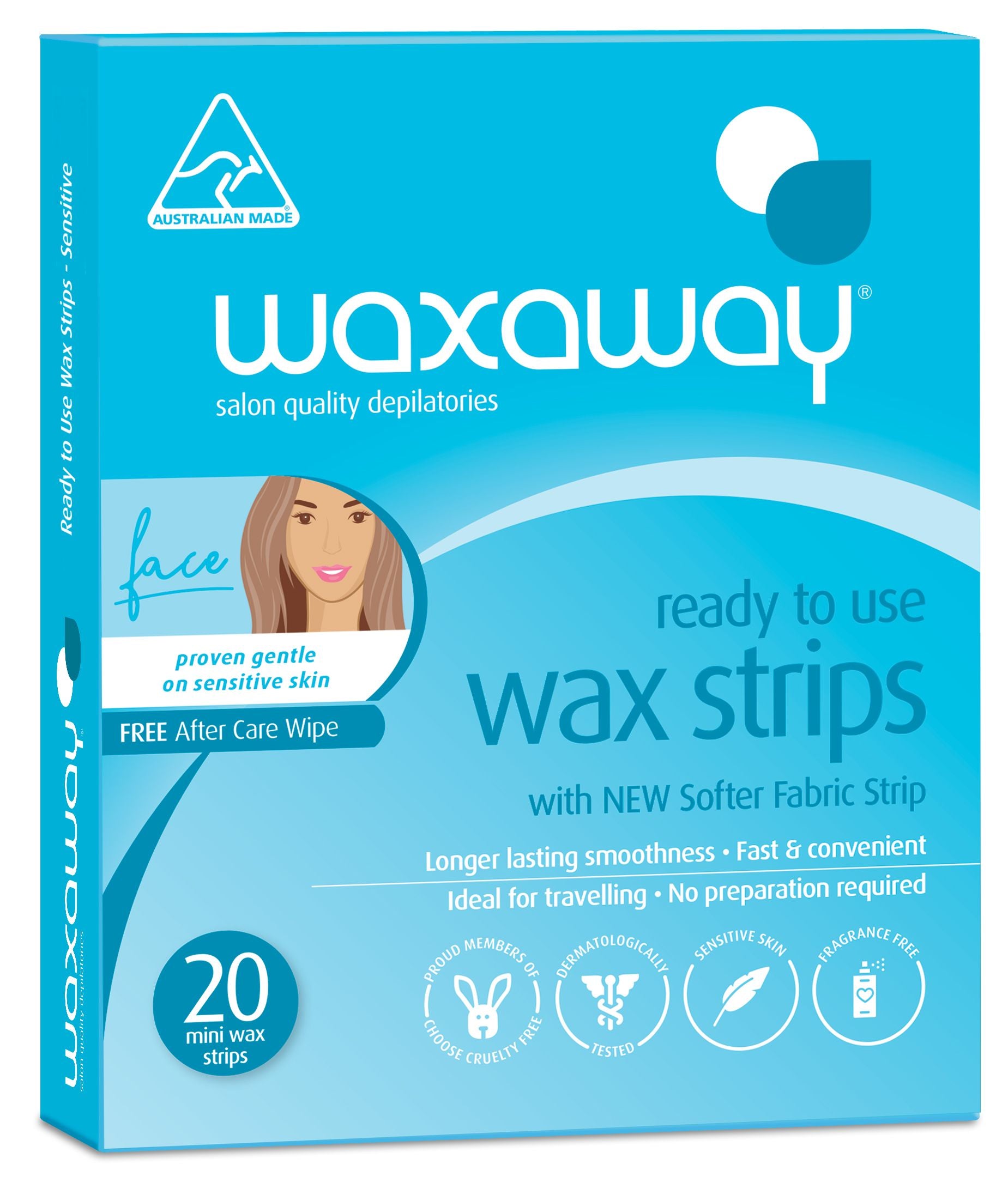 Caronlab Ready to Use Wax Strips (Facial) - Sensitive Hypoallergenic Formula 20s