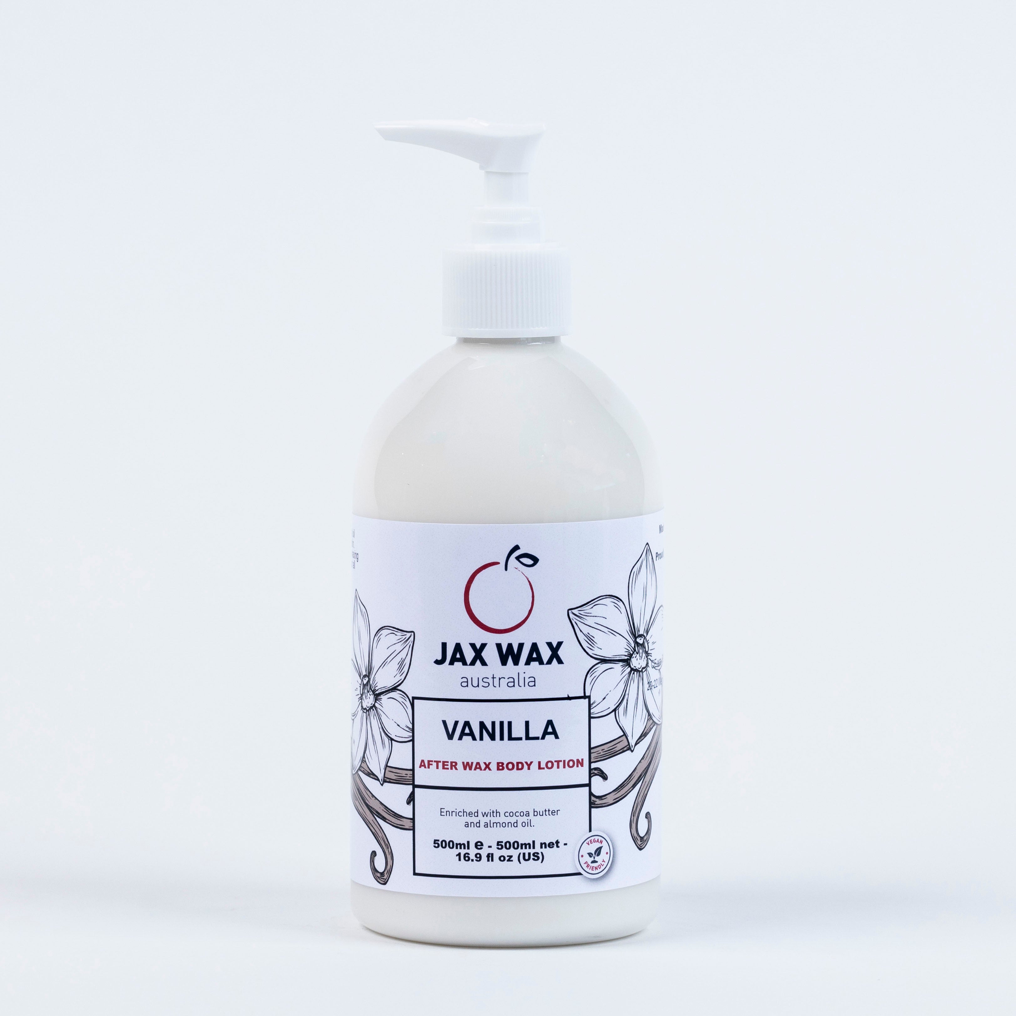Jax Wax Vanilla After Wax Body Lotion Pump 500ml
