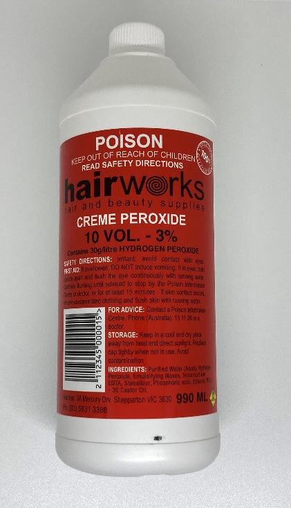 Hairworks Creme Developer 10 Vol 3% 1 Litre