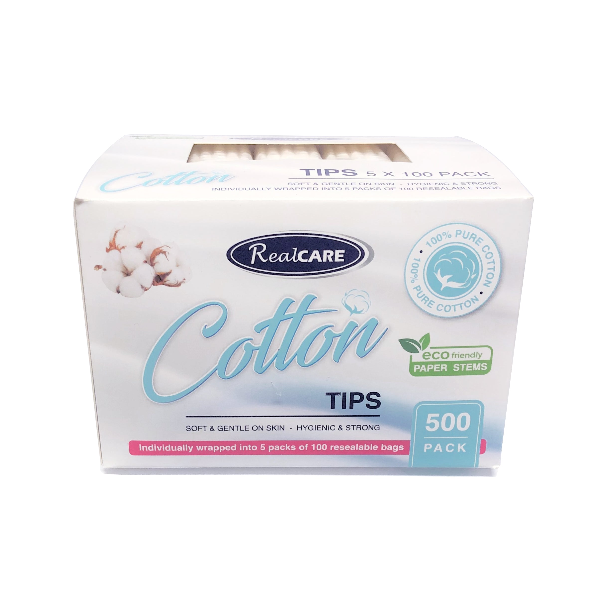 Real Care Cotton Tips 500pack (5x100)