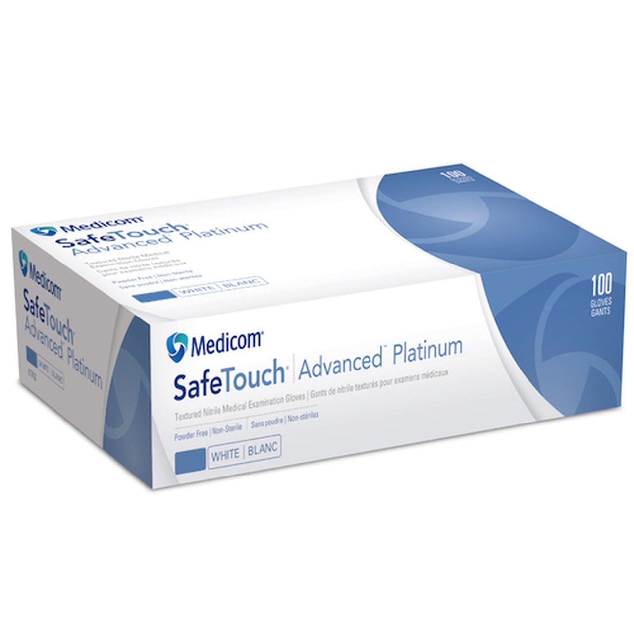 Medicom SafeTouch Platinum White Nitrile PF Glove - Medium 100pk