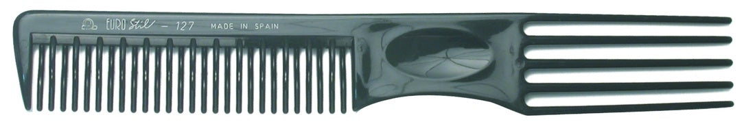 EuroStil #127N Curved Teeth Comb with  Plastic Lifters - 190mm