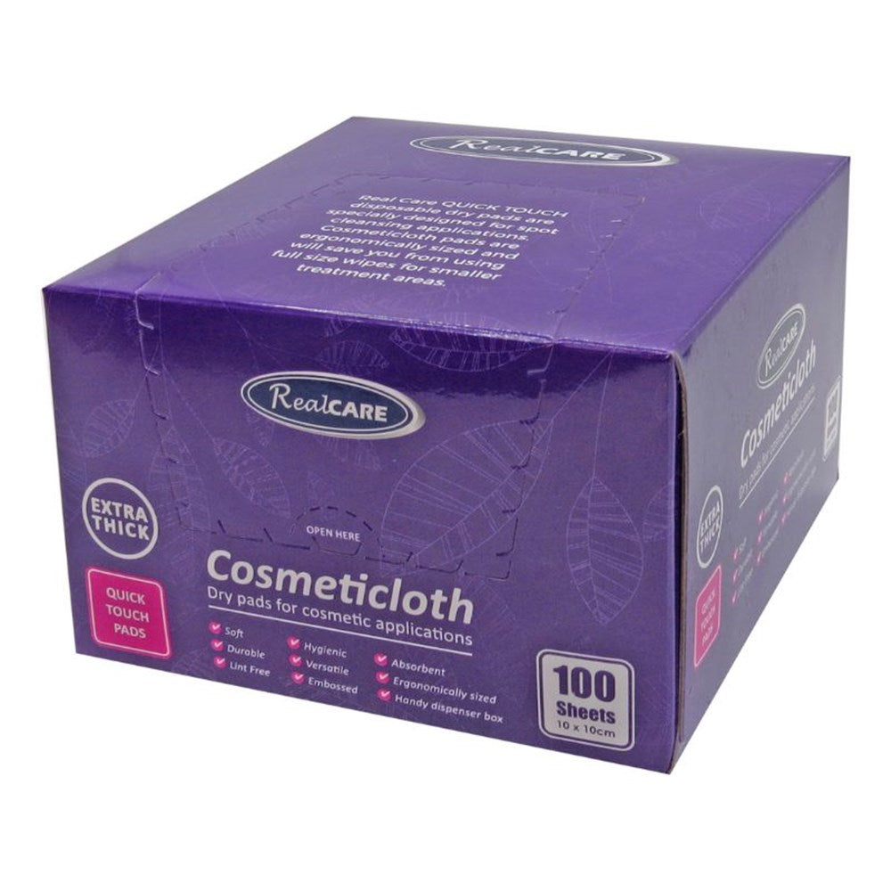 Real Care Cosmeticloth Dry Cloth Extra Thick Nail Wipe 10 x 10cm 100pk