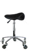 SADDLE STOOL , AL BASE ,TRANS WHEELS 65 (BLACK)