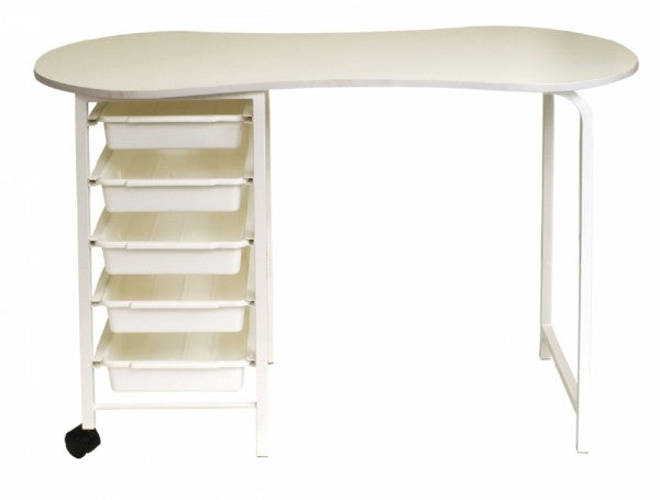 Kidney 5 Drawer - White Manicure Table